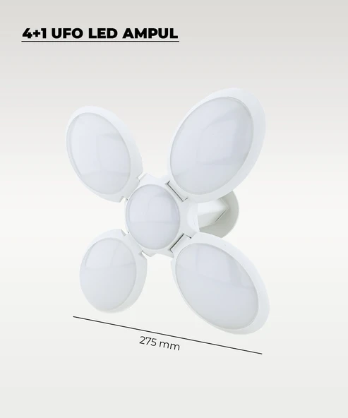 60W UFO 4+1 Kanatlı Ampul 6500K Beyaz Işık - Resim 2