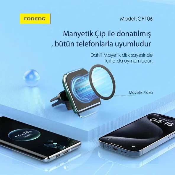 Foneng CP106 Manyetik Araç içi Havalandırma Telefon Tutucu - 3
