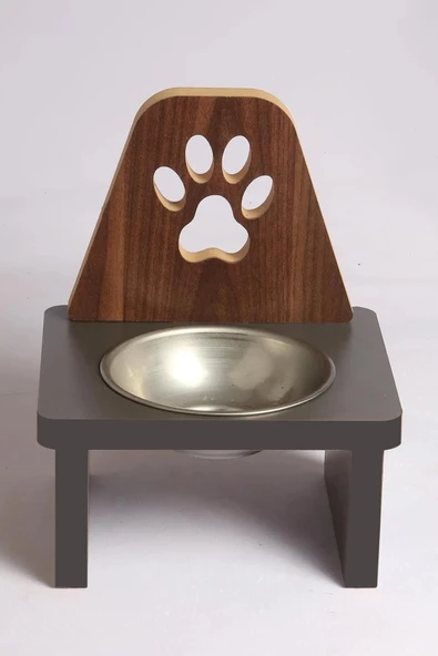 Ahşap Kedi Köpek Mama Su Kabı Standı Metal Suluk Mamalık Çelik Kaseli Evcil Hayvan Demonte - 4