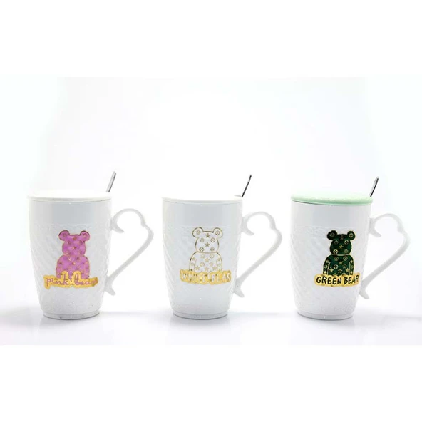 Ayıcık Tasarımlı Porselen Kupa Bardak Alk1279 Dekoratif Hediyelik - Resim 2