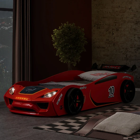 Arabalı Yatak, Vento Cooper Rüzgarlıklı Full Ledli, Kırmızı 1 Adet Comfort Yatak - Resim 5