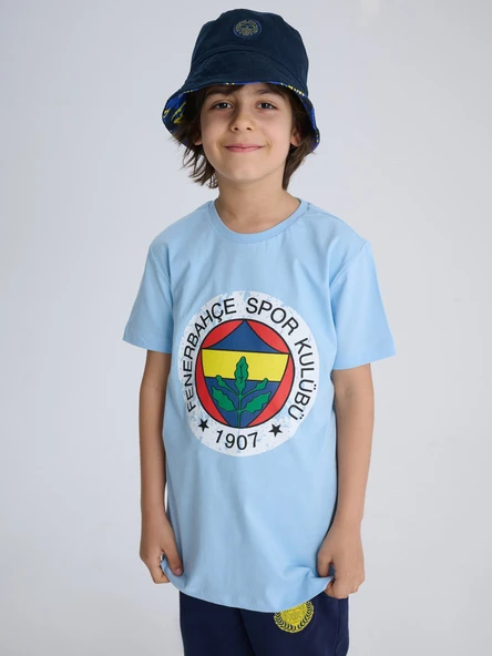 Fenerbahçe Orijinal Lisanslı Lazer Baskılı Renkli Logo Sıfır Yaka Çocuk T-Shirt - 2