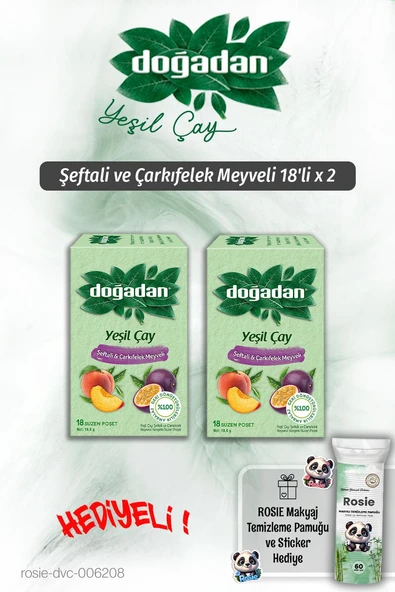 Doğadan 2'li Şeftali ve Çarkıfelek Yeşil Çay 18'li ve Rosie ürün görseli