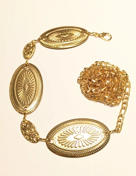 Monalisa Home Sarı Renk Altın Görünümlü Figürlü Bel Zinciri