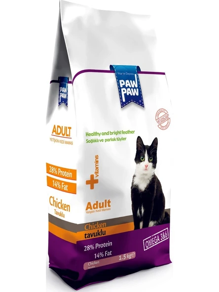 Pawpaw Tavuklu Yetişkin Kedi Maması 1,5 kg ürün görseli 1