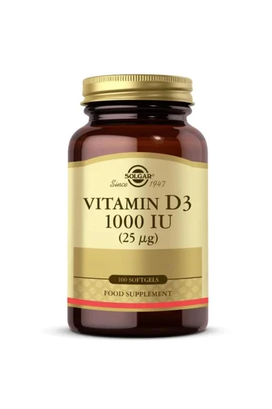 Solgar Vitamin D3 1000 IU 100 Kapsül - SKT:09/2026 ürün görseli 1