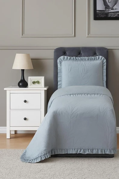 Madrid Elyaf Dolgulu Tek Kişilik 180x240 Cm Yatak Örtüsü Antrasit