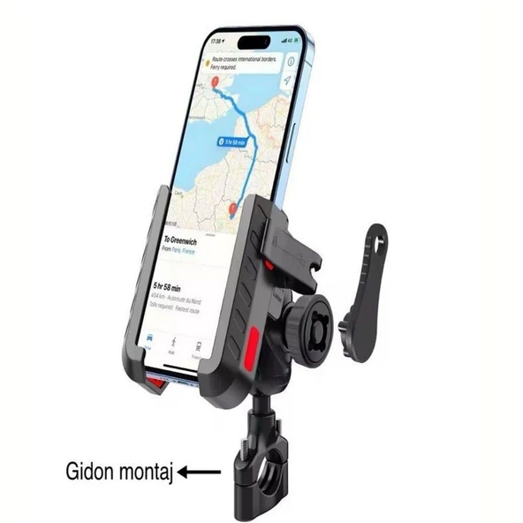 Titreşim Engelleyici 360° Döner Motosiklet Telefon Tutucu, Gidon Bağlantılı, 4”-6.9” Uyumlu Dayanıklı Tutacak - Resim 4