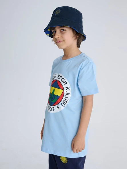 Fenerbahçe Orijinal Lisanslı UV Baskılı Renkli Logo Sıfır Yaka Çocuk T-Shirt - 4