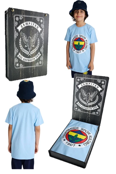 Fenerbahçe Orijinal Lisanslı Lazer Baskılı Renkli Logo Sıfır Yaka Çocuk T-Shirt