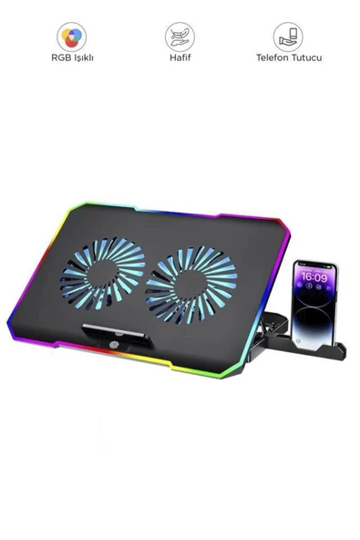 CF-04 Ayarlanabilir Dizüstü Bilgisayar Rgb Soğutma Fanı Siyah