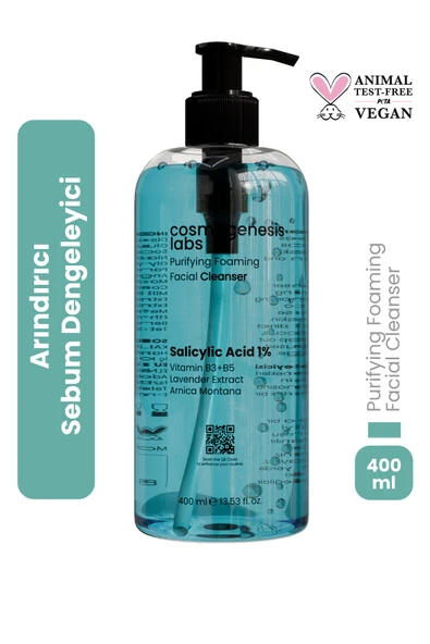 Cosmogenesis Labs Karma ve Yağlı Ciltlere Yüz Temizleme Jeli 400ml - Arındırıcı Sebum Karşıtı Dengeleme Vegan ürün görseli