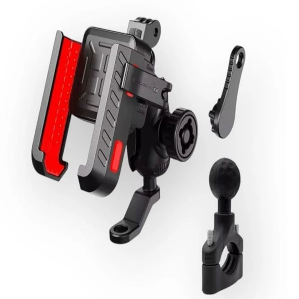 Titreşim Engelleyici 360° Döner Motosiklet Telefon Tutucu, Gidon Bağlantılı, 4”-6.9” Uyumlu Dayanıklı Tutacak - Resim 3