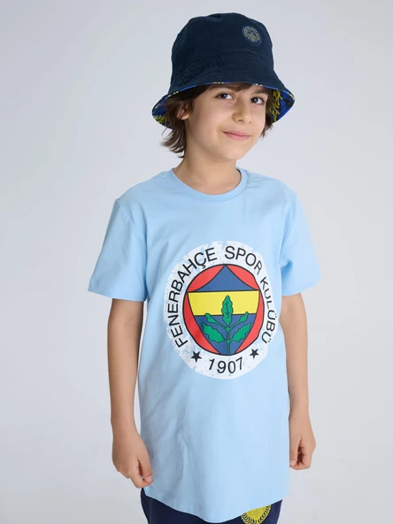Fenerbahçe Orijinal Lisanslı UV Baskılı Renkli Logo Sıfır Yaka Çocuk T-Shirt - 3
