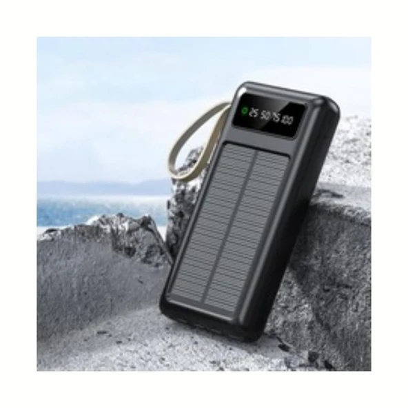 30.000mAh Solar Panelli Dijital Göstergeli Çoklu Kablolu Taşınabilir 22.5W Hızlı Şarjlı Powerbank - Resim 4