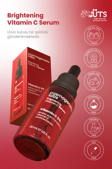Cosmogenesis Labs C Vitamini Serum 30ml – Aydınlatıcı, Pürüzsüzleştirici, Ince Çizgi Azaltıcı Vegan (%5 VİTAMİN C) - Resim 5