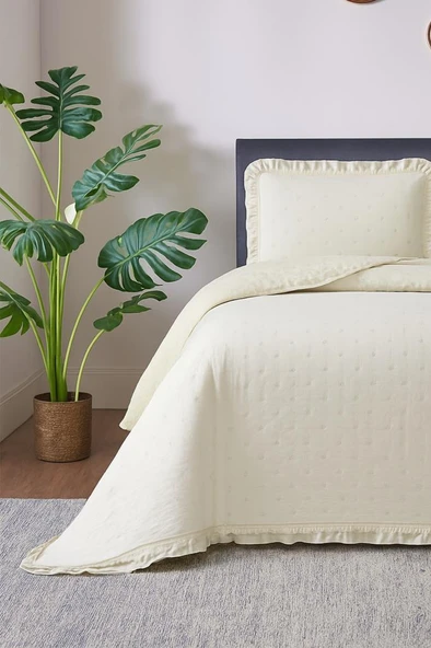 Lisbon Elyaf Dolgulu Tek Kişilik 180x240 Cm Yatak Örtüsü Bej ürün görseli