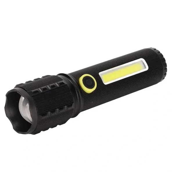 Powermaster Jf-72 Power Led, Cob Led Zoomlu Flash Özellikli Şarjlı Metal Kasa Profesyonel El Feneri