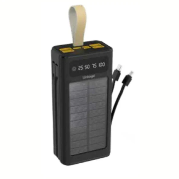 30.000mAh Solar Panelli Dijital Göstergeli Çoklu Kablolu Taşınabilir 22.5W Hızlı Şarjlı Powerbank Kamp Uyumlu Dayanıklı ürün görseli