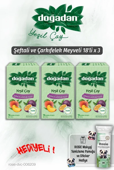 Doğadan 3'lü Şeftali ve Çarkıfelek Yeşil Çay 18'li ve Rosie ürün görseli