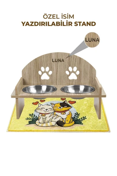 Alas Gri Keçe Kedi Ve Köpek Evi Yatağı-mama Kabı 2 Kaseli Kedi-köpek Suluk,mamalık Paspas Seti - 4