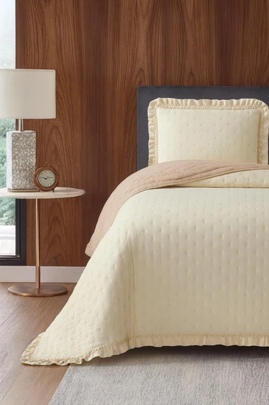 Lisbon Elyaf Dolgulu Tek Kişilik 180x240 Cm Yatak Örtüsü Cappucino ürün görseli