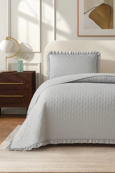 Lisbon Elyaf Dolgulu Tek Kişilik 180x240 Cm Yatak Örtüsü Gri ürün görseli