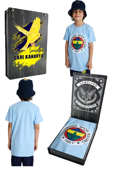 Fenerbahçe Orijinal Lisanslı UV Baskılı Renkli Logo Sıfır Yaka Çocuk T-Shirt