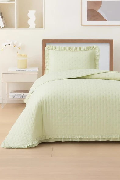 Lisbon Elyaf Dolgulu Tek Kişilik 180x240 Cm Yatak Örtüsü Krem ürün görseli