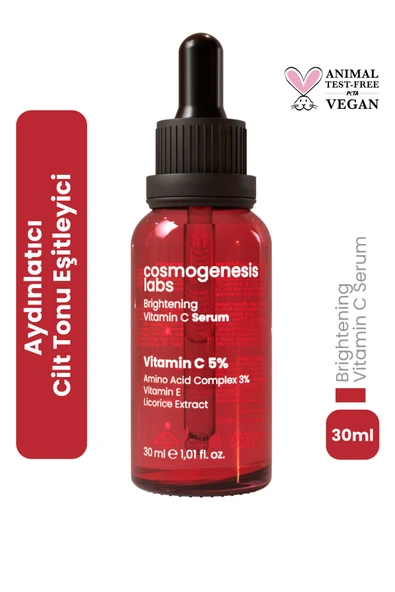 Cosmogenesis Labs C Vitamini Serum 30ml – Aydınlatıcı, Pürüzsüzleştirici, Ince Çizgi Azaltıcı Vegan (%5 VİTAMİN C) ürün görseli