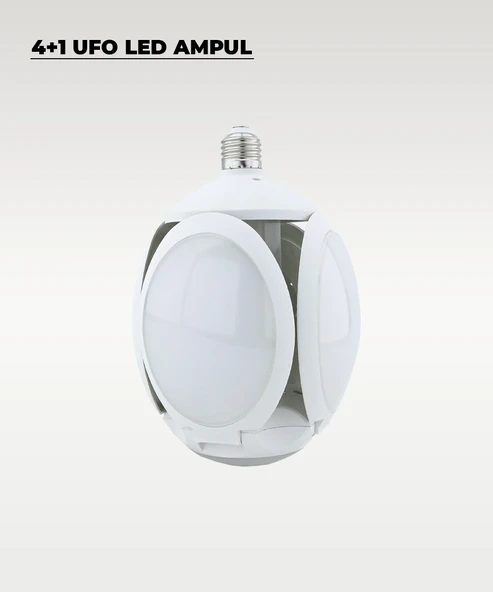 60W UFO 4+1 Kanatlı Ampul 6500K Beyaz Işık - Resim 3