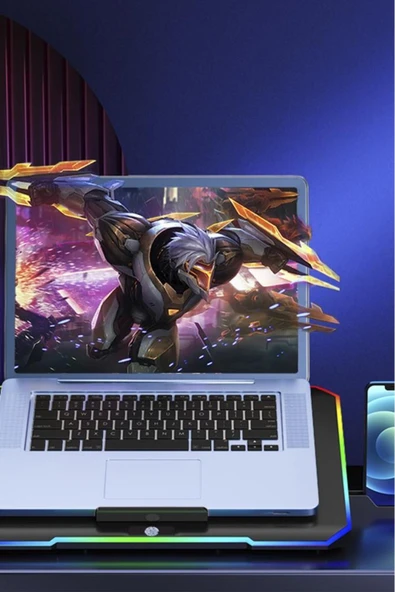 CF-04 Ayarlanabilir Dizüstü Bilgisayar Rgb Soğutma Fanı Siyah - 4