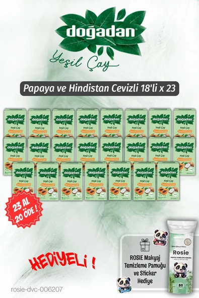 23 AL 20 ÖDE Doğadan Yeşil Çay Papaya Hindistan Cevizli 18'li ve Rosie Pamuk ürün görseli