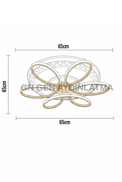 Papatya Gold Kasa 3 Renkli Kumandasız,65cm,oturma Odası,yatak Odası,salon Için Led Avize - 8