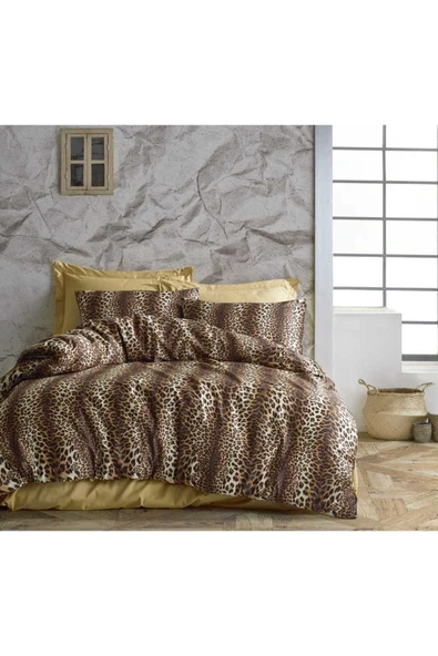 Çift Kişilik Yorgan Kılıfı 2 Adet Yastık Kılıfı Leopar Temalı ürün görseli