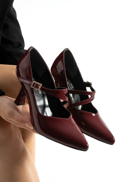 LUNERA Zarif Tokalı Rahat Kalıp Kadın 6,5 cm Topuklu Bordo Rugan Mary Jane Ayakkabı ürün görseli