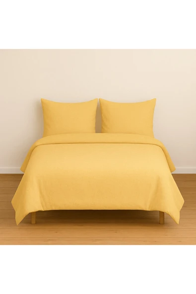 Çift Kişilik Düz Renk Sarı Nevresim + 2 Adet Yastık Kılıfı ürün görseli