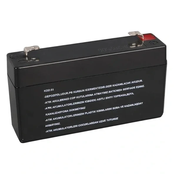 Orbus Orb-613 6 Volt 1.3 Amper Bakımsız Kuru Akü (98x25x52mm) - 2