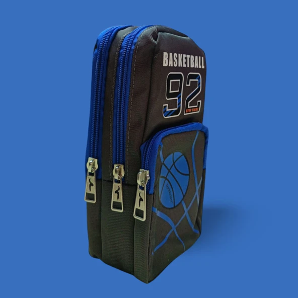 Relaxion Üç Gözlü Greyhound Basketball Mavi Gri Kalem Çantası/Kalemlik (160) - 3