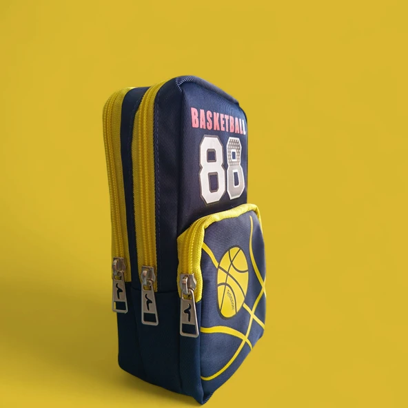 Relaxion Üç Gözlü Greyhound Basketball Sarı Lacivert Kalem Çantası/Kalemlik (160) - 3
