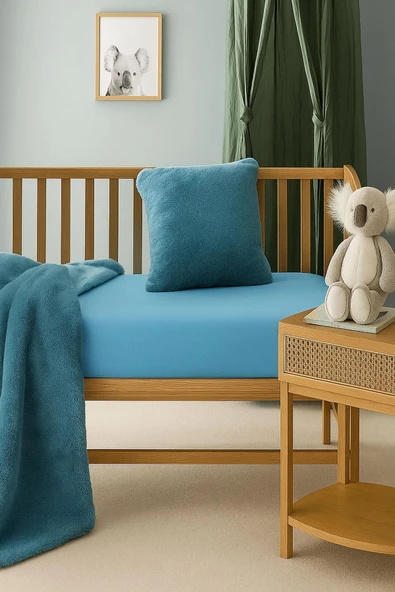 2 Adet Pamuklu ve Lastikli 60 x 120 x 15 cm Penye Bebek Çarşaf - Resim 7