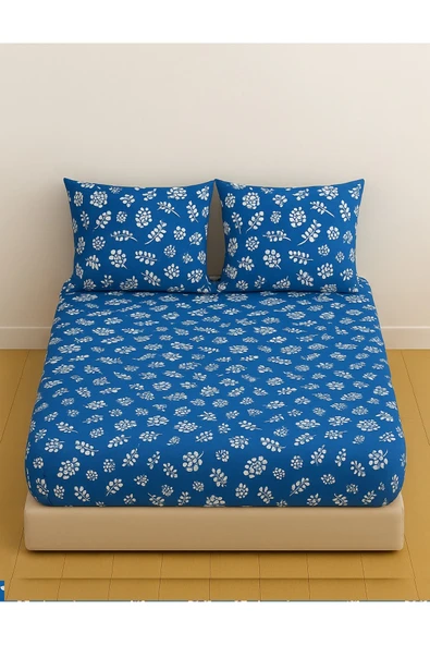 Çift Kişilik Desenli Lastikli Çarşaf Seti 140x200 Cm + 2 Adet Yastık Kılıfı 50x70 ürün görseli