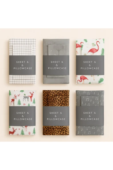 Desenli Çift Kişilik Lastikli Battal 180 X 200 Çarşaf ve 2 Adet Yastık Kılıfı - 4