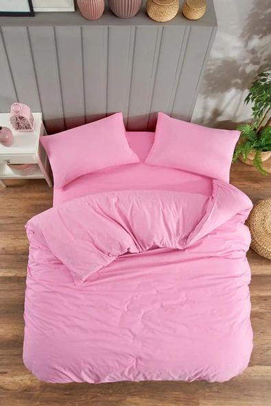 Çarşafı Lastikli Tek Kişilik Düz Renk Nevresim Takımı ürün görseli