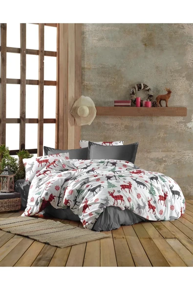 Geyik Desenli Yılbaşı Nevresim Takımı ürün görseli