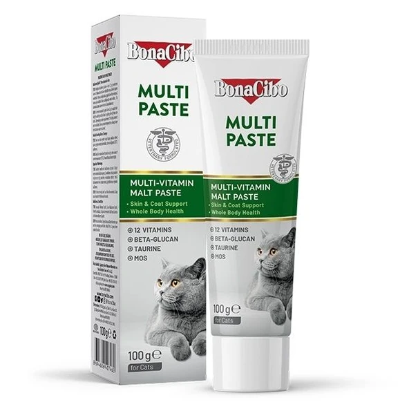 BonaCibo Multi Paste Yetişkin Kediler için Multivitamin Malt Macun 100 Gr