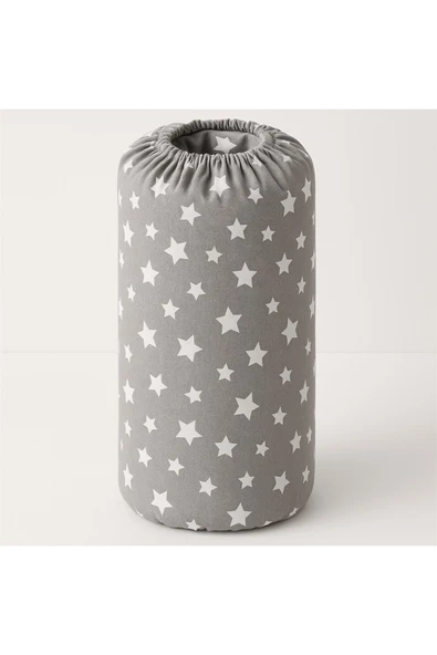 Desenli 140 x 200 cm Gri Yıldız Lastikli Çarşaf ve 2 Adet Yastık Kılıfı - Resim 2