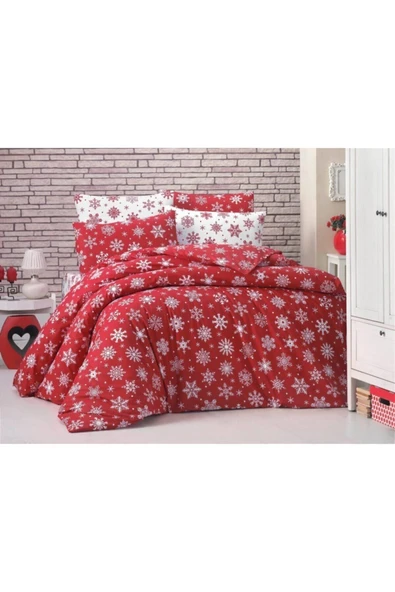 Yılbaşı Konsepti Kırmızı Çift Kişilik Nevresim Takımı ürün görseli 1