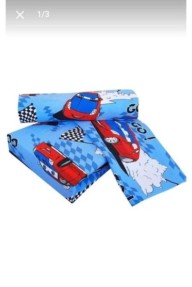 Tek Kişilik Mavi Yarış Arabası Nevresim Çarşaf Takımı - 3