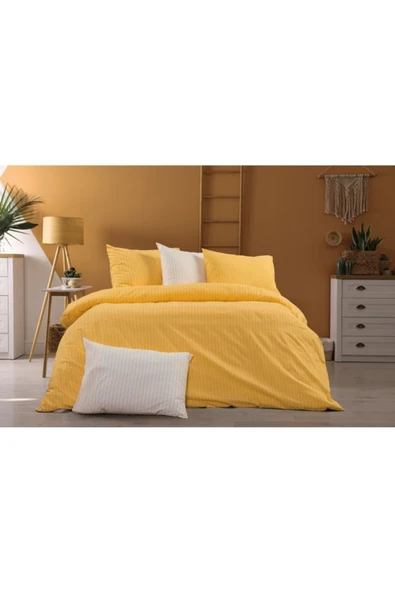 İpliği boyalı Organik Nevresim Takımı Tek kişilik (Çarşafı lastikli ve 2 yastık kılıflı) ürün görseli